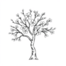 cherry tree blooming - cherry tree, blooming coloring page