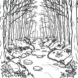 stream in woods - stream, woods coloring page