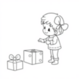 child opening present - child, opening, present coloring page