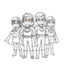 kids dressed as superheroes - kids, superheroes, dressed coloring page