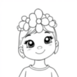little girl with flower crown - little girl, flower crown coloring page
