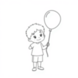 child with balloon - balloon, child coloring page