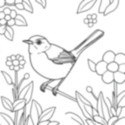 wren in garden - garden, wren coloring page