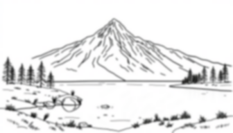 mountain with lake - mountain, lake coloring page