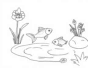 pond with fish - fish, pond coloring page