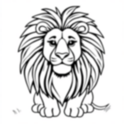 lion with big mane - lion, mane, big coloring page