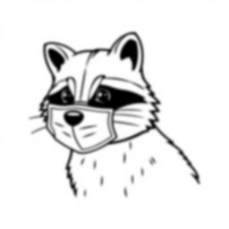 raccoon with mask - raccoon, mask coloring page