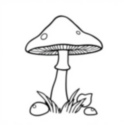 simple mushroom - mushroom coloring page