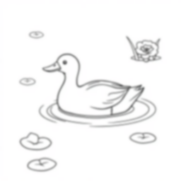 duck swimming in pond - swimming, pond, duck coloring page