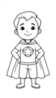boy wearing cape - boy, cape coloring page