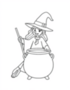 Free witch and cauldron - witch, cauldron Coloring Page for Kids - Printable PDF & PNG