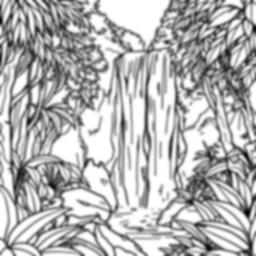 waterfall in jungle - jungle, waterfall coloring page