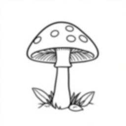 simple mushroom - mushroom coloring page