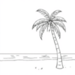 palm tree beach - beach, palm tree coloring page
