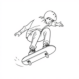 Free skateboard doing tricks - skateboard, tricks Coloring Page for Kids - Printable PDF & PNG