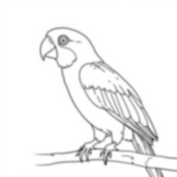 parrot with colorful feathers - parrot, colorful feathers coloring page