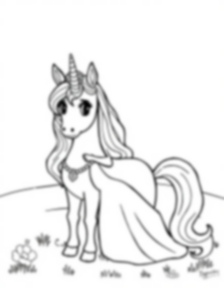 princess with unicorn - unicorn, princess coloring page
