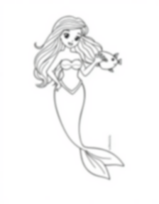 mermaid with fish - fish, mermaid coloring page