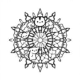 mandala with animals - mandala, animals coloring page