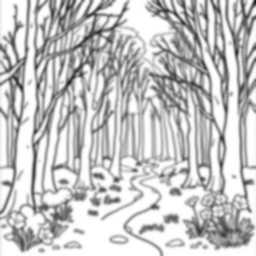 spring forest - forest, spring coloring page