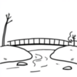bridge over river - bridge, river coloring page