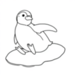 penguin sliding on ice - penguin, sliding, ice coloring page