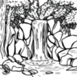 small waterfall - waterfall, small coloring page