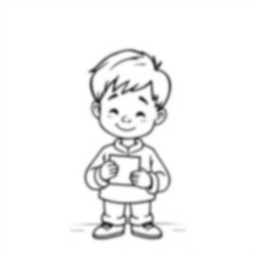 boy giving card - boy, giving, card coloring page