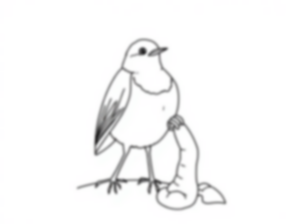 robin with worm - worm, robin coloring page