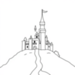 Free castle on hill - castle, hill Coloring Page for Kids - Printable PDF & PNG