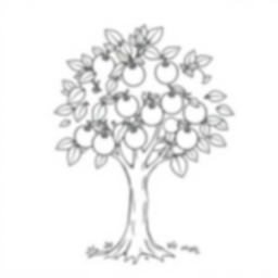 Free apple tree - tree, apple Coloring Page for Kids - Printable PDF & PNG