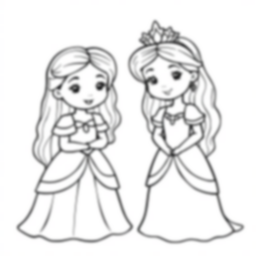 kids as princesses - kids, princesses coloring page