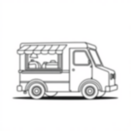Free food truck - food truck Coloring Page for Kids - Printable PDF & PNG
