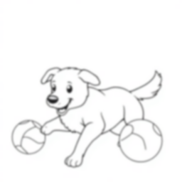 dog chasing a ball - dog, ball, chasing coloring page