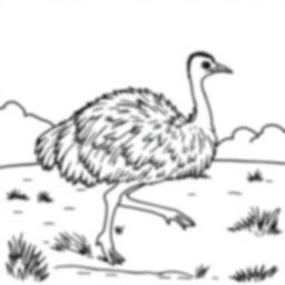 emu running - running, emu coloring page
