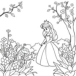 princess in garden - princess, garden coloring page