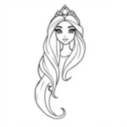 princess with long hair - princess, long hair coloring page