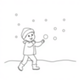 boy having snowball fight - boy, snowball fight coloring page