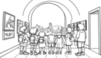 children at museum - children, museum coloring page
