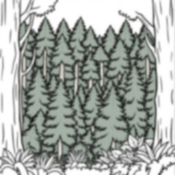Free dense forest - nature, trees, dense forest Coloring Page for Kids - Printable PDF & PNG