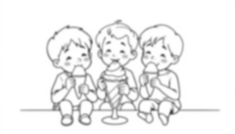 kids eating ice cream - ice cream, eating, kids coloring page