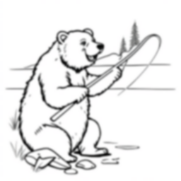 grizzly bear fishing - grizzly bear, fishing coloring page