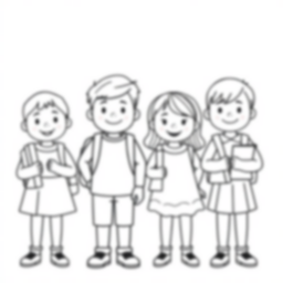 kids at school - kids, school coloring page