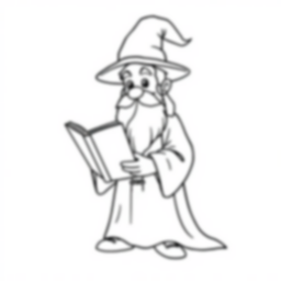 Free wizard with book - book, wizard Coloring Page for Kids - Printable PDF & PNG