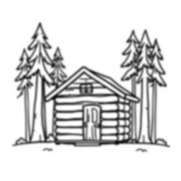Free cabin in woods - woods, cabin Coloring Page for Kids - Printable PDF & PNG