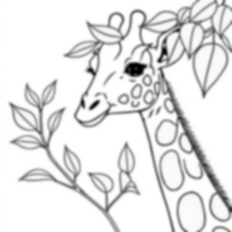 giraffe reaching leaves - giraffe, reaching, leaves coloring page