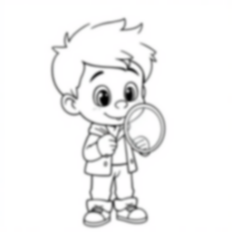 boy with magnifying glass - boy, magnifying glass coloring page