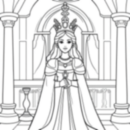Free queen in palace - queen, palace Coloring Page for Kids - Printable PDF & PNG