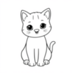 cute cat - cat, cute coloring page