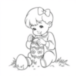 child decorating easter egg - child, decorating, easter egg coloring page